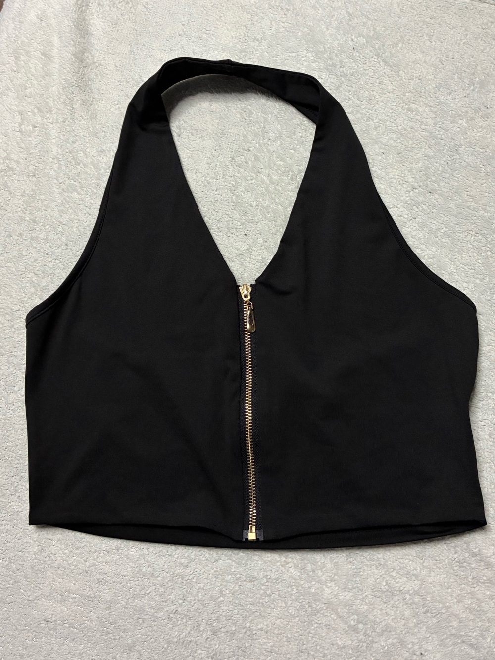 Shein Women's Black Halter Open Back Crop Top Size Medium